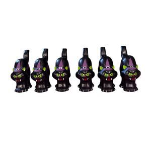 Vintage Russ Halloween Black Cats witch  hard plastic whistles Lot NEW party